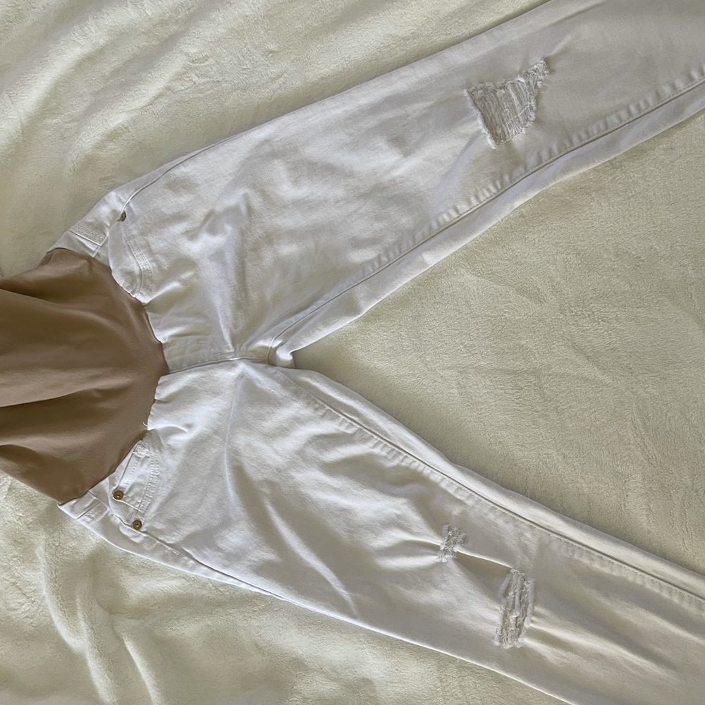 Maternity White Distressed Skinny Jeans